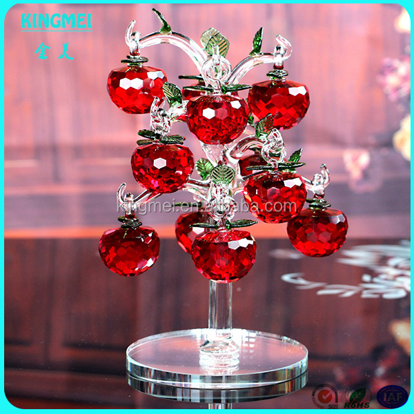 China custom made k9 red crystal apple tree for home decoration