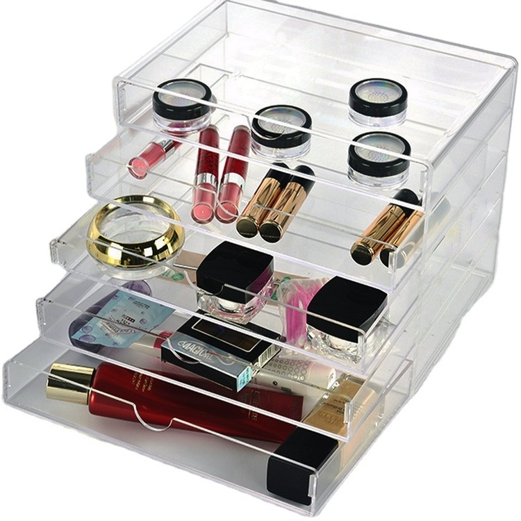 Makeup organize Acrylic Large Capacity Desk Case with Drawers for Cosmetics Lipsticks Jewelry Makeup Brush Storage Clear Makeup