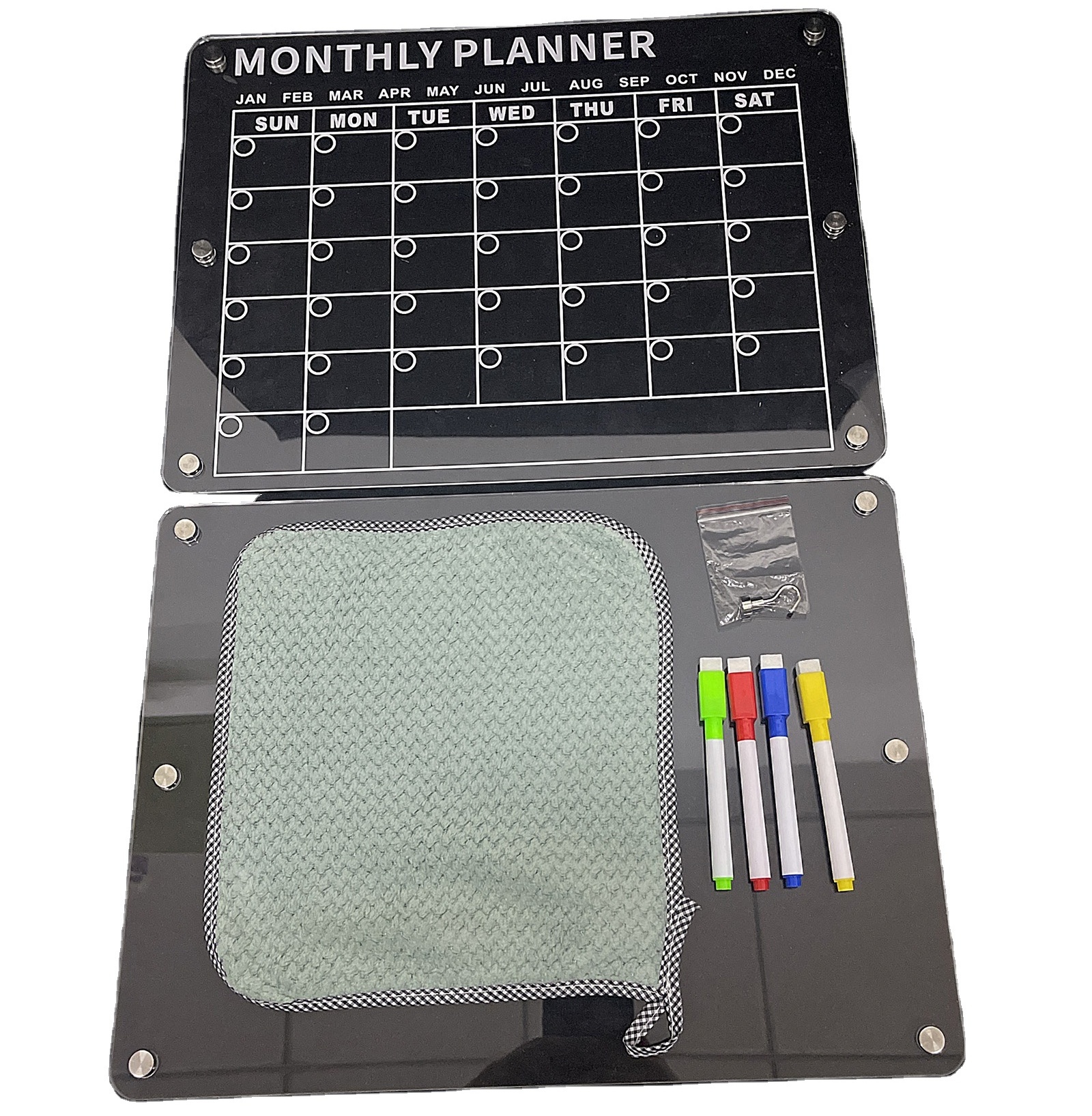 Factory Customized Monthly Weekly Daily Planner Calendar Fridge Clear Acrylic Fridge Magnetic Dry Eraser Board with makers