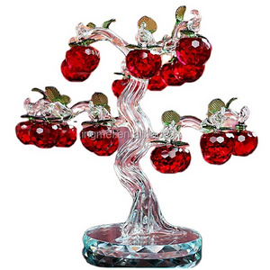 China custom made k9 red crystal apple tree for home decoration