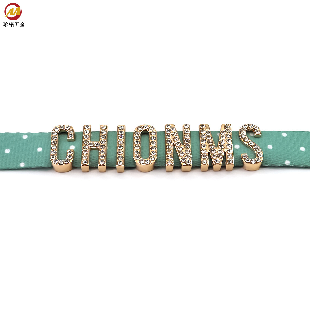 Recycled zinc alloy Hot selling charms 26 alphabet metal letters belt decors for leather/webbing/bag strap/