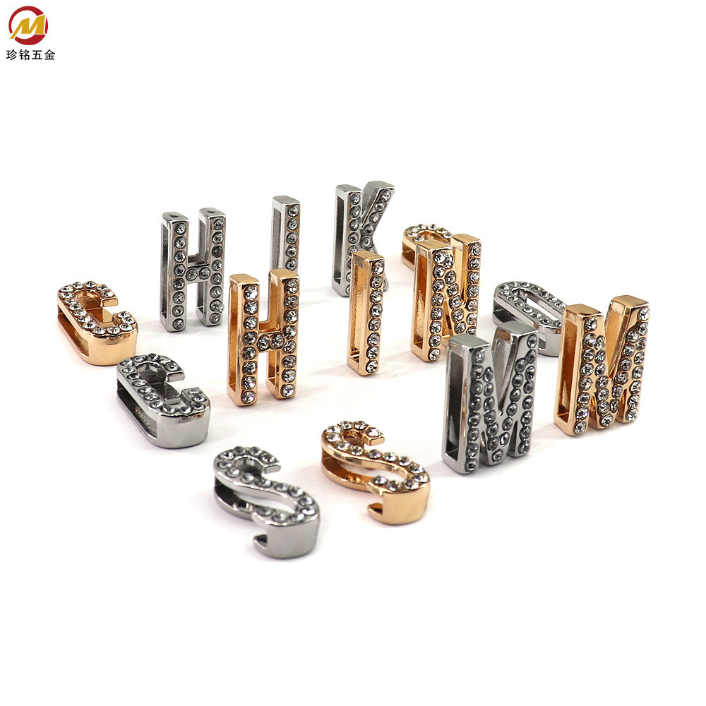 Recycled zinc alloy Hot selling charms 26 alphabet metal letters belt decors for leather/webbing/bag strap/