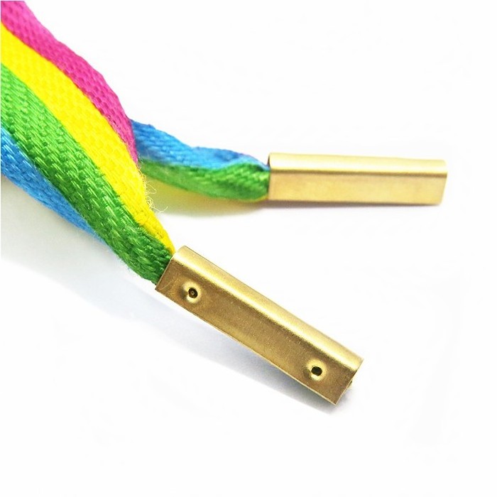 Hot sell 20mm Customize  Printed logo cord end for hoodies rope Shoe Laces tips aglet Metal Gold Aglets