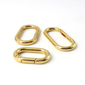 Shiny Gold Custom Zinc Alloy Oval Shape Metal Snap Hook Climbing Key Chain Carabiner Buckle For Handbag