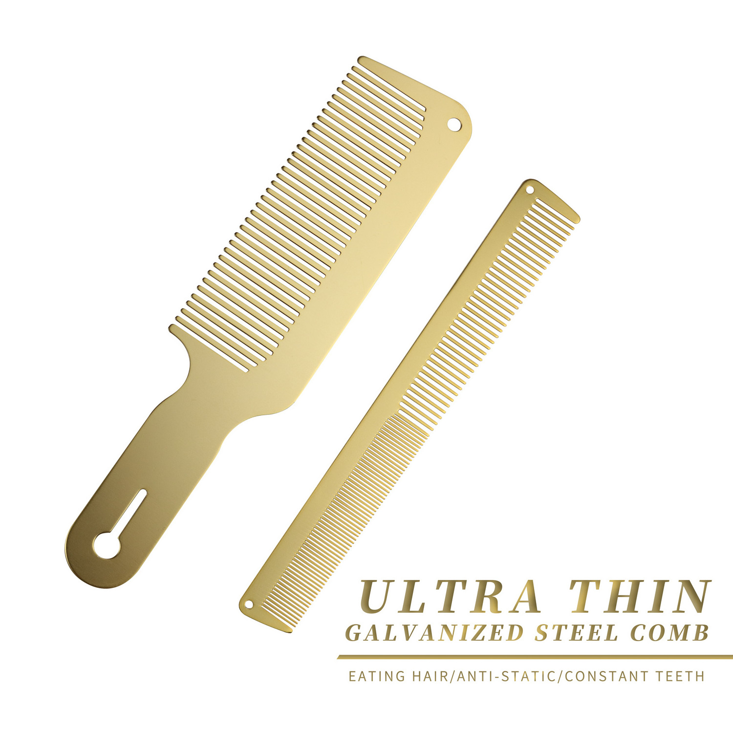 Gold color Metal Cutting Comb Hair Hairdressing Trim Hair Hairdressing High Strength Stainless Steel Comb for Barbers