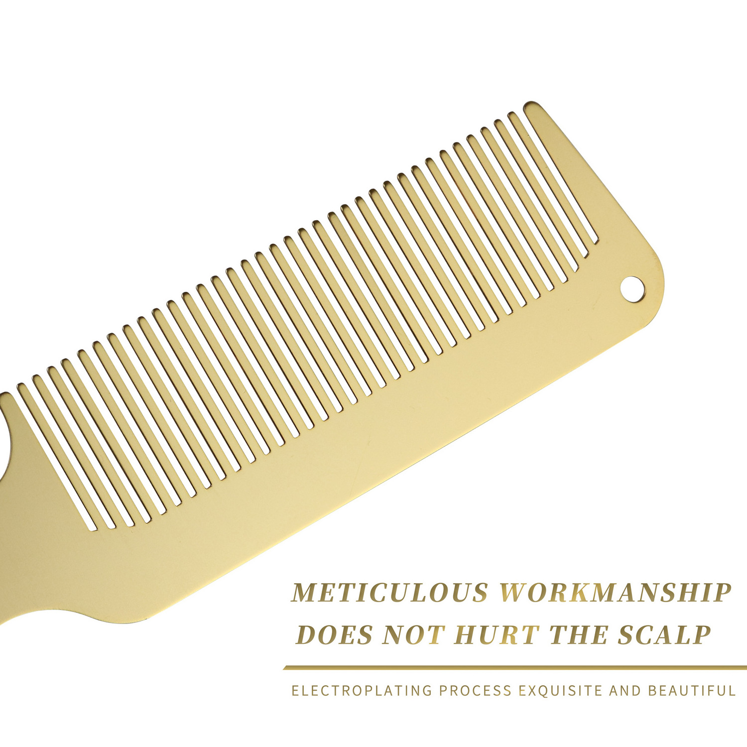 Gold color Metal Cutting Comb Hair Hairdressing Trim Hair Hairdressing High Strength Stainless Steel Comb for Barbers