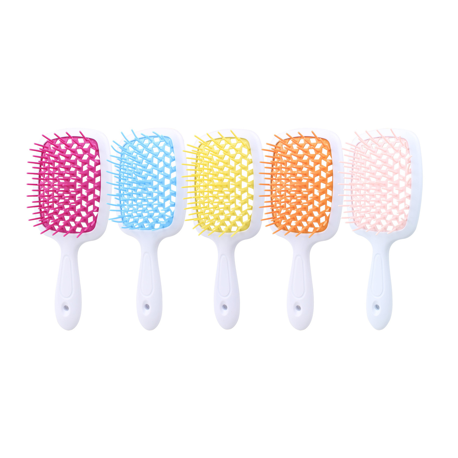 Soft and Hard Customized Logo ABS Paddle Hollowing Out Vent Brush Shower Plastic for Curly  Wet Thick Hair Detangling Hair Brush