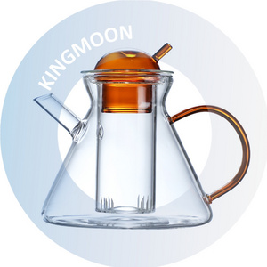 Teapot and Tea Mug Amber Teal Blue New Design Glass Teapot Hot & cold Water Glass Ice Teapot With Glass Infuser