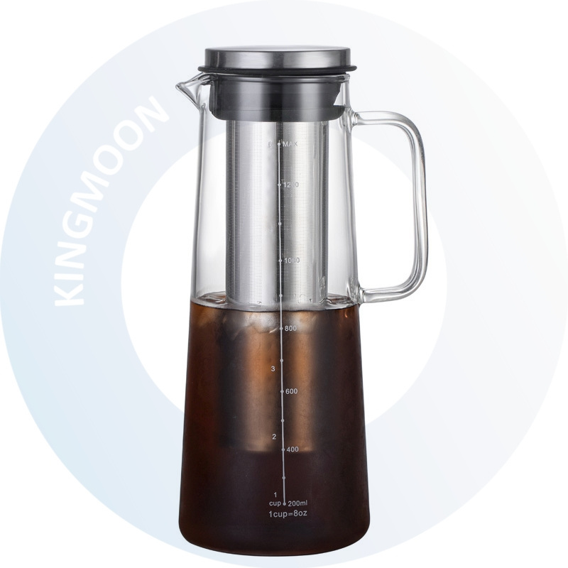 Hot Selling Airtight Glass Cold Brew Iced Coffee Maker  Pitcher  with Stainless Steel Filter and  lid