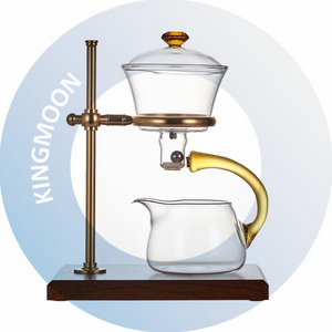 Magnetic Semi-automatic Teapot Suit Drip Rotating with Infuser Kungfu Teapot Set Tea Maker Borosilicate Glass with Gold Rack