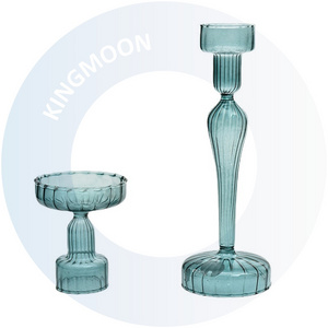 Modern Retro Creative Desktop Decoration Ribbed Glass Candle Stick Candle Holder