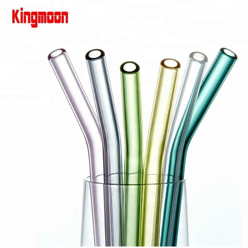 1 Piece Modern Bar Accessories Drinking Straws Glass Pipes Multiple Color Bent Drink Straw/borosilicate Glass Juice Straw /glass