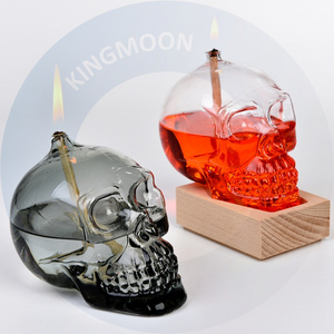 Manufacturer Well Made Skeleton Shape Smokeless Refillable Liquid Bliss Glass Oil Candle