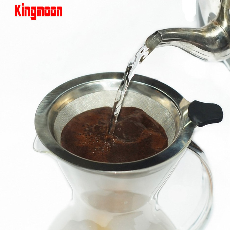 Coffee Dripper Pour Over Coffee Brewer Maker Glass Drip Coffee Pot with Double-Layer Stainless Steel Cone Filter