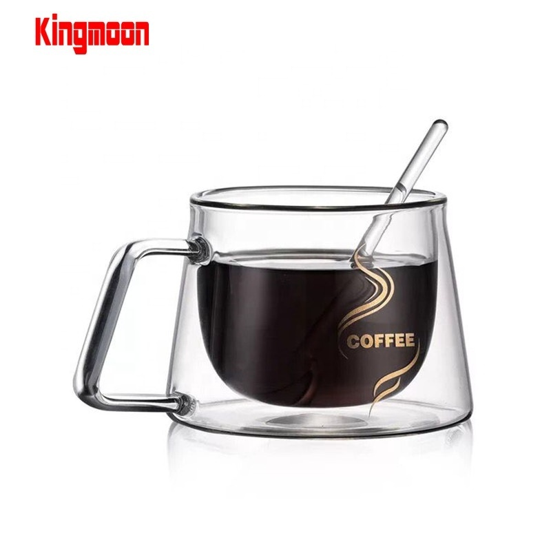 Coffee Tea Mug 200ML / 7OZ Glass Cup CLASSIC Mugs Transparent with Handle Customize Logo Thermal Double Wall Glass Party