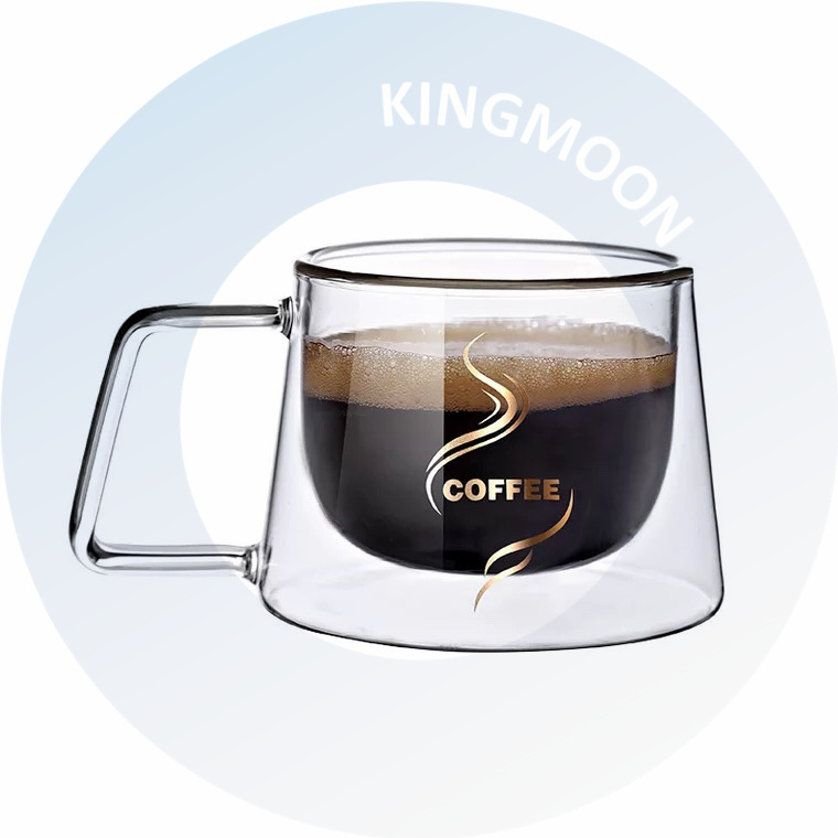 Coffee Tea Mug 200ML / 7OZ Glass Cup CLASSIC Mugs Transparent with Handle Customize Logo Thermal Double Wall Glass Party