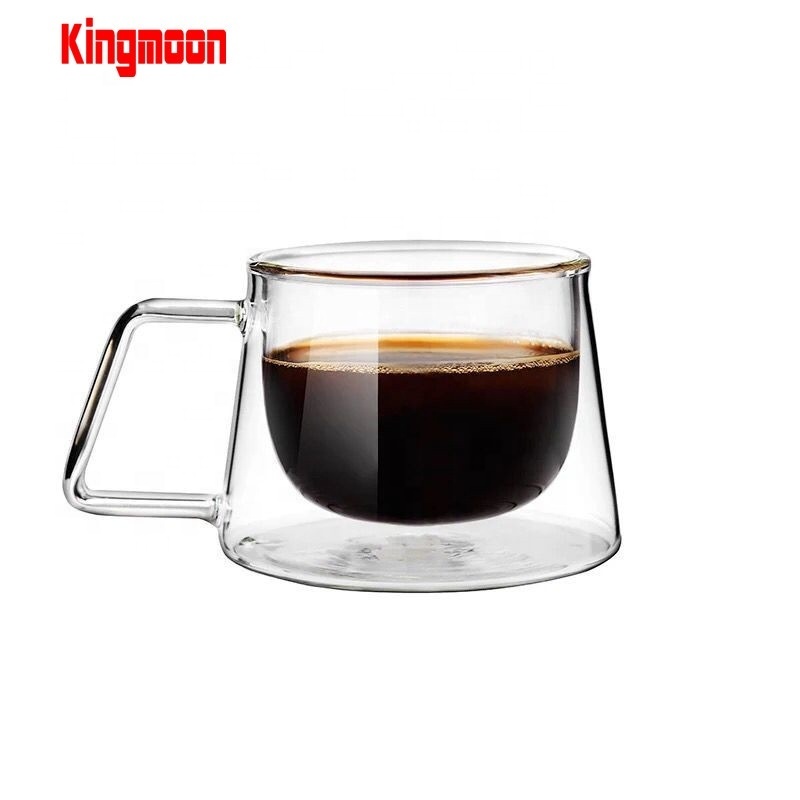 Coffee Tea Mug 200ML / 7OZ Glass Cup CLASSIC Mugs Transparent with Handle Customize Logo Thermal Double Wall Glass Party