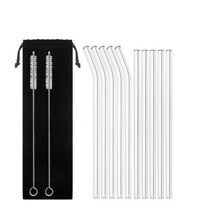 Bar Accessories Glass Straw Drinking Straws Individually Eco Friendly Glass Diameter 8mm, 10mm 12mm within 7 Days >5 Piece