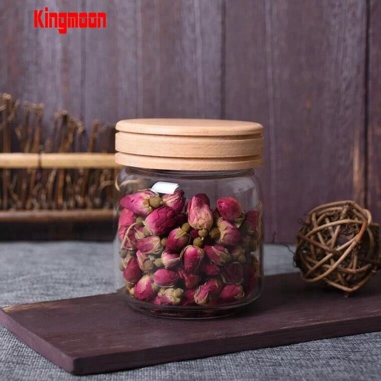 Food Storage Borosilicate Canister Jars Bottles Transparent Clear Glass with Wood Sealed Lid Kitchen Glass Containers CLASSIC