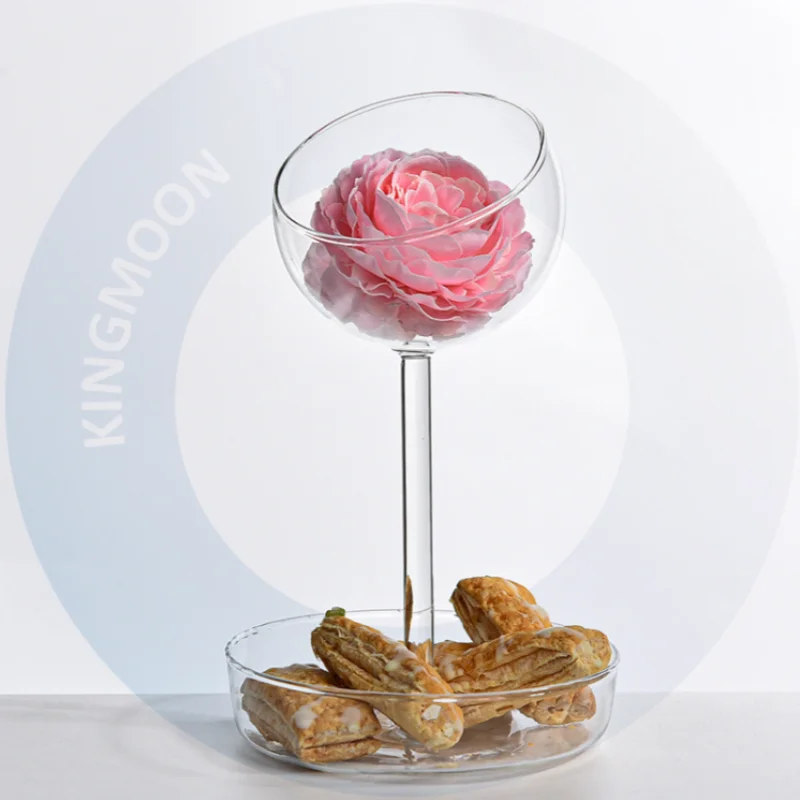 New Arrival Modern Simplicity Tabletop Decor Clear Double Layer Glass Snack Fruit Dessert Serving Plate