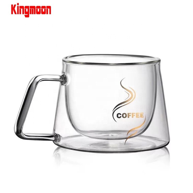 Coffee Tea Mug 200ML / 7OZ Glass Cup CLASSIC Mugs Transparent with Handle Customize Logo Thermal Double Wall Glass Party