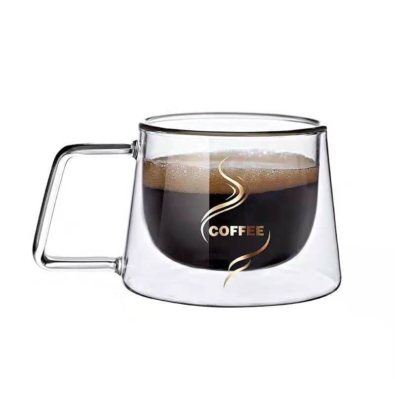 Wholesale High Borosilicate Glass Coffee Cup Handle Transparent Double Wall Mug 200ml Capacity Eco-friendly Espresso-Hot Sale