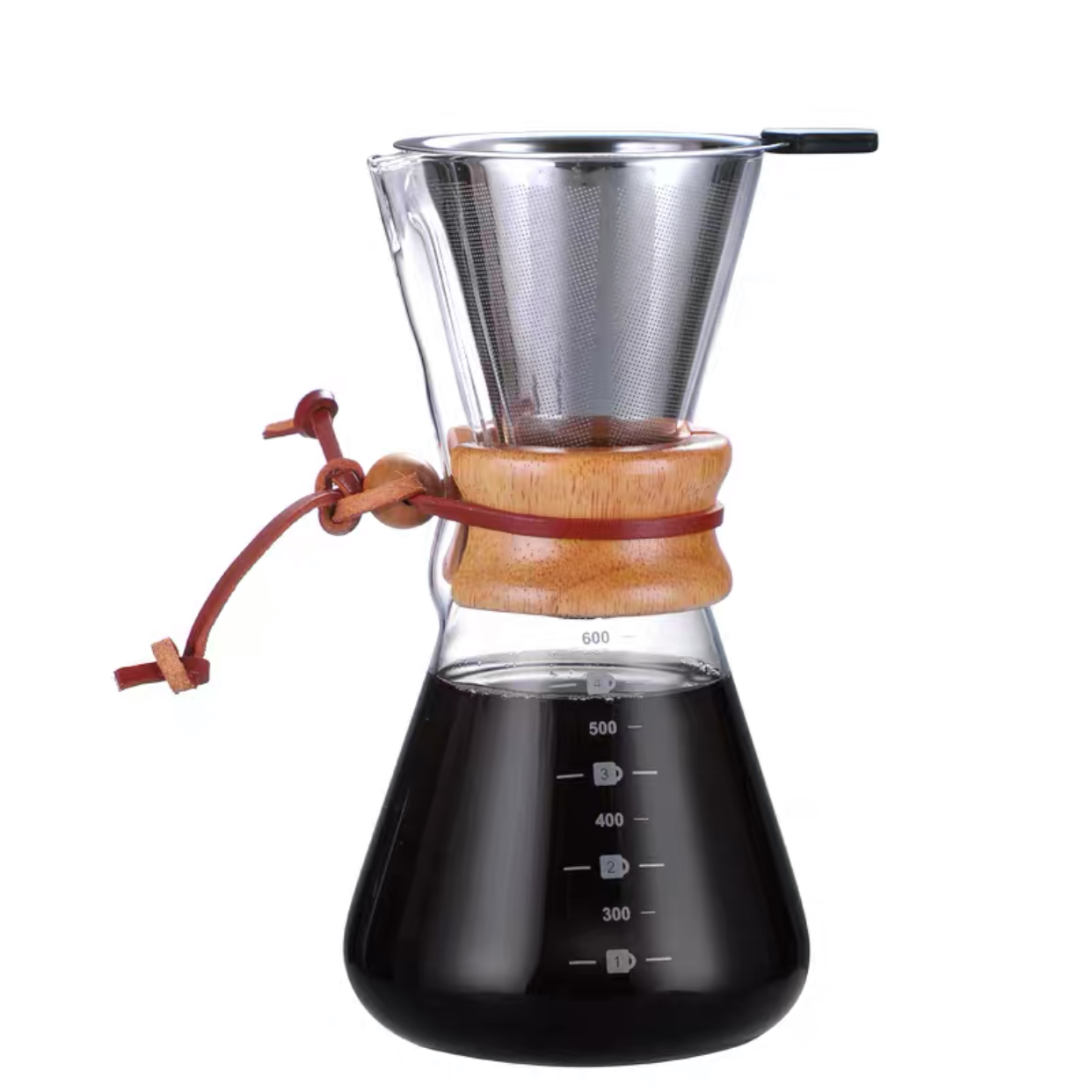 Pour Over Coffee Maker - 20 oz Paperless, Drip Coffee Brewer Pour Over Set w/ Glass Carafe & Stainless-Steel Mesh Filter