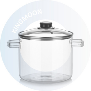 High Borosilicate glass Large capacity boiling pot with lid and two handles like ears