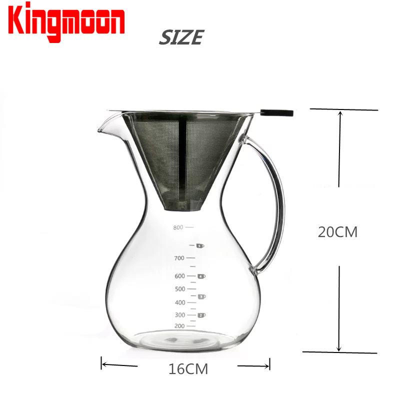 Hot Sale 1L Transparent Borosilicate Glass Pour over Coffee Dripper Set Modern Design 4-Cup 6-Cup 8-Cup Pour over Coffee Pot