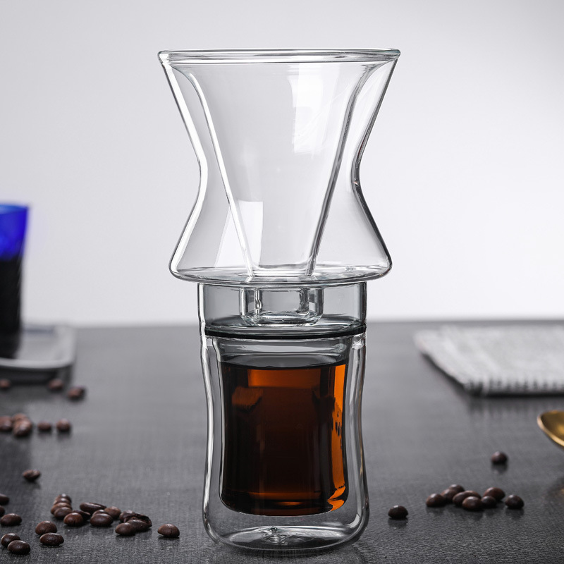 Hot Sale Hand Made High Borosilicate Glass Hot Ice Portable Glass Coffee Drip Pot Set Makers