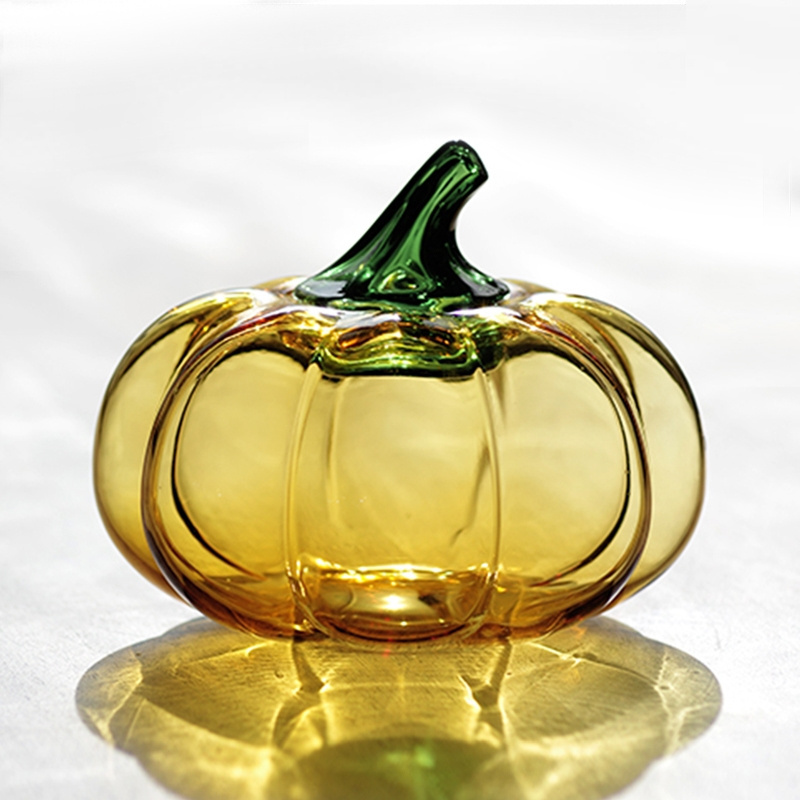 Hot Sales Creative Durable Heat Resistant Hand Blown Pumpkin Shaped Glass Jar