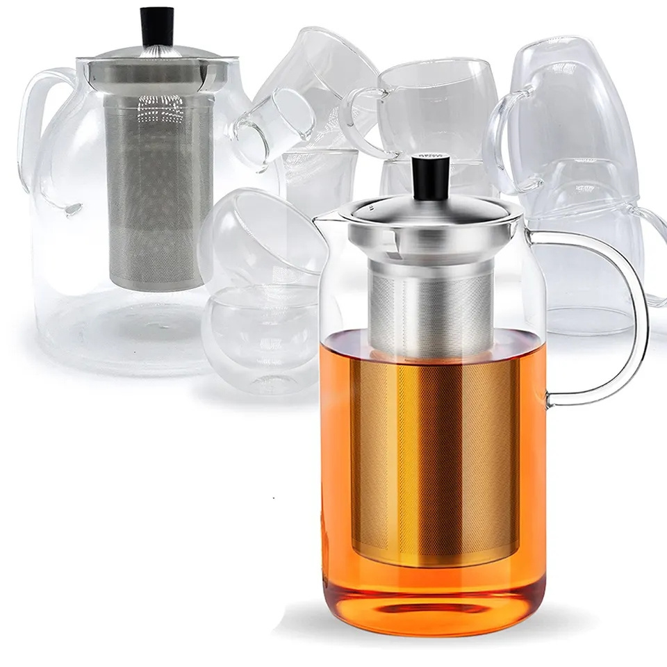 1500ml Tea Kettle and tea pot Maker Glass Teapot with Removable Loose Tea Infuser Stovetop Safe Glass teapot