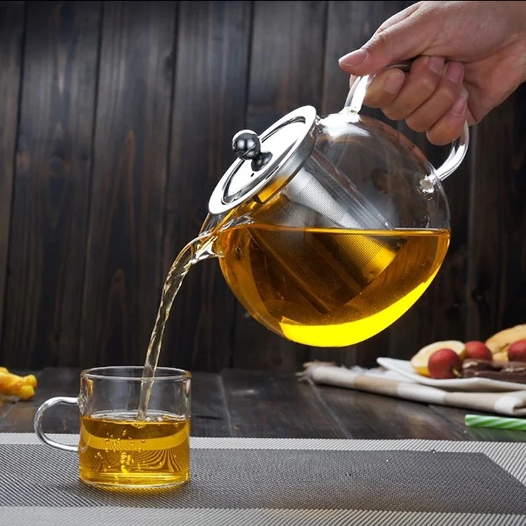 Large Glass Teapot with Infuser 32Oz Borosilicate Kettle with Stainless Steel Tea Strainer Set Gas Stove Safe and Warmer