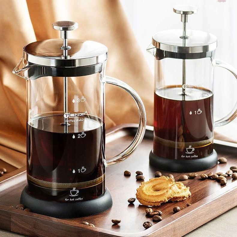 Wholesale High Quality Durable Clear High Borosilicate Glass Stainless Steel Coffee Maker French Press Coffee Maker