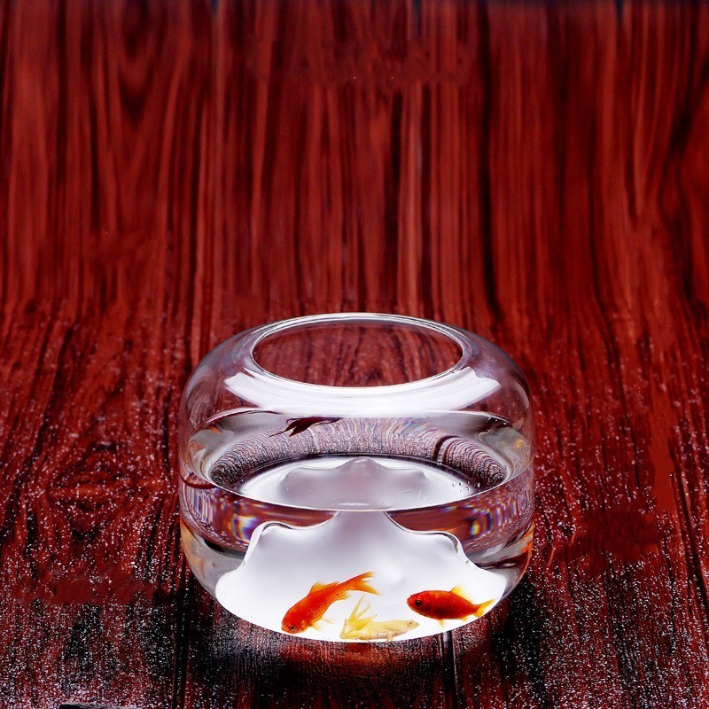 Clear Glass Fish Bowl with Mountain Shaped Frosted glass Bottom Unique Design For Home decoration Handmade Glass Fish Bowl