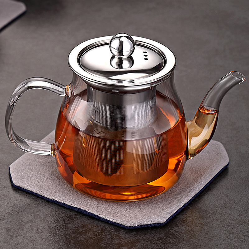 Wholesale 600ml Transparent High Borosilicate Glass Heat Resistant Teapot Loose Leaf Tea Maker Stovetop Safe Tea Kettle