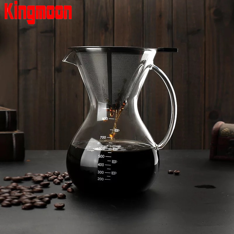 Hot Sale 1L Transparent Borosilicate Glass Pour over Coffee Dripper Set Modern Design 4-Cup 6-Cup 8-Cup Pour over Coffee Pot