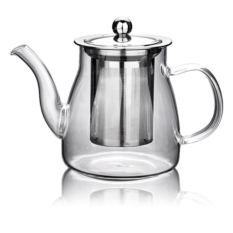 Wholesale 600ml Transparent High Borosilicate Glass Heat Resistant Teapot Loose Leaf Tea Maker Stovetop Safe Tea Kettle