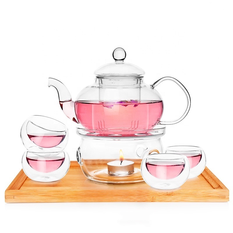 Tea Kettle with Infuser Stovetop Gift Set Microwave & Dishwasher Safe Glass Teapot with Removable Glass Lid and Strainer