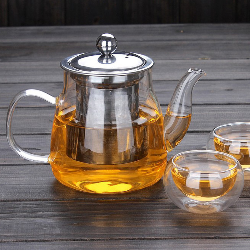 Wholesale 600ml Transparent High Borosilicate Glass Heat Resistant Teapot Loose Leaf Tea Maker Stovetop Safe Tea Kettle