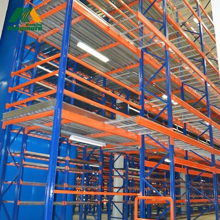 Warehouse pallet rack system heavy duty steel mezzanine racking with galvanized flooring