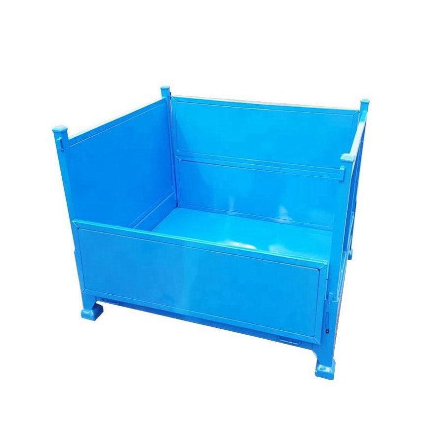 Industrial metal storage cage stackable warehouse turnover boxes with strong carrying capacity