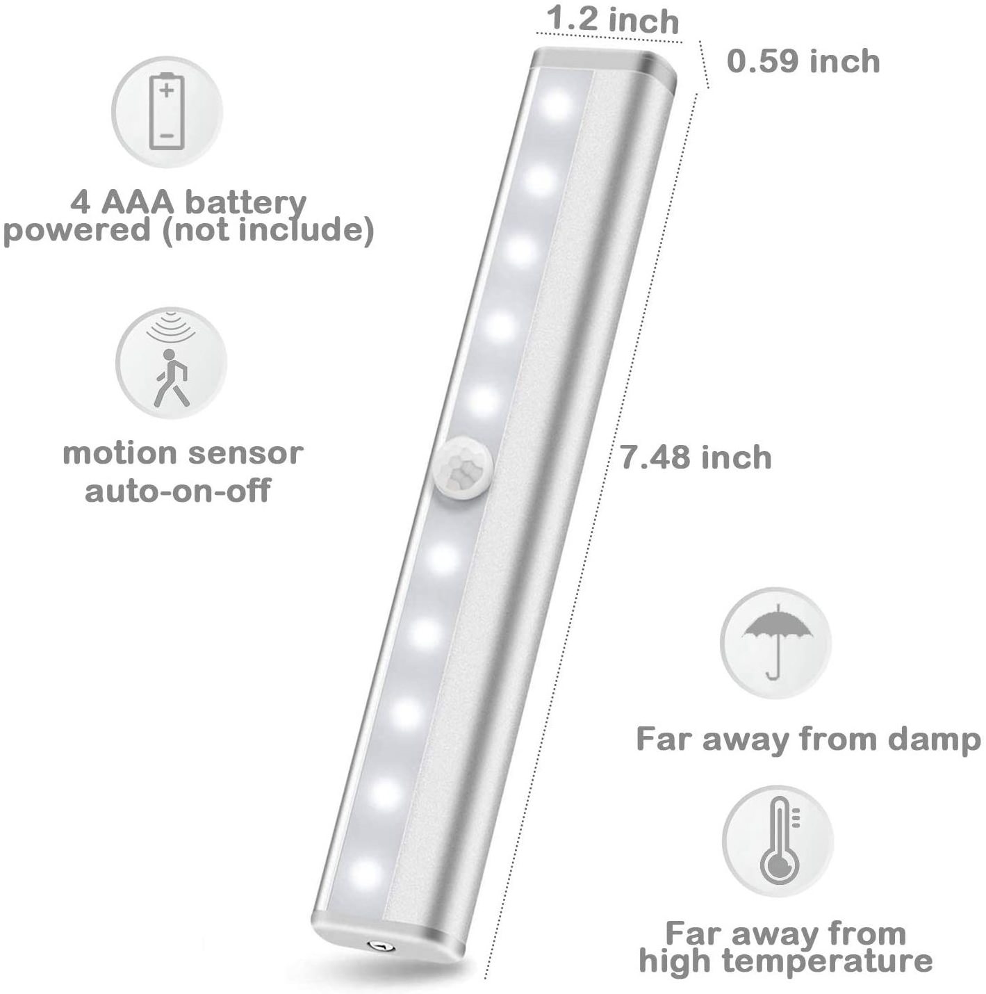 LED motion light activated sensor indoor stick up under kitchen cabinet closet lamp night lights lighting for closet