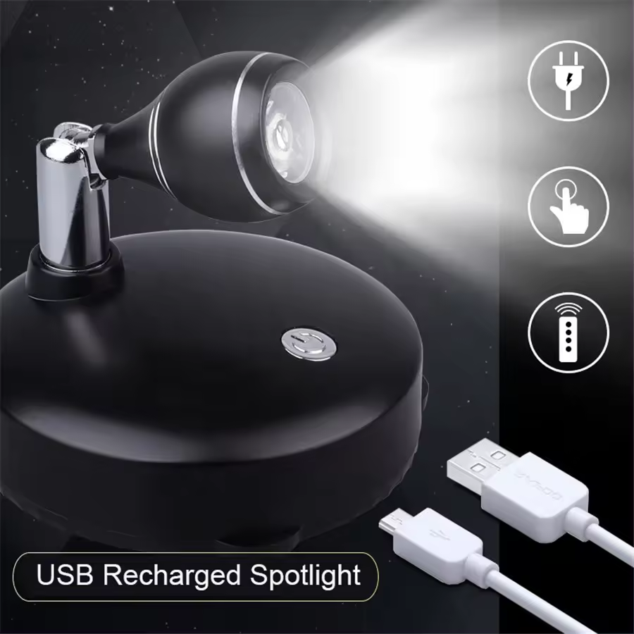 Wireless Spot Lights USB Rechargeable Cabinet Lights With Remote Control Dimmable LED Spotlight For Jewelry Showcase Closet