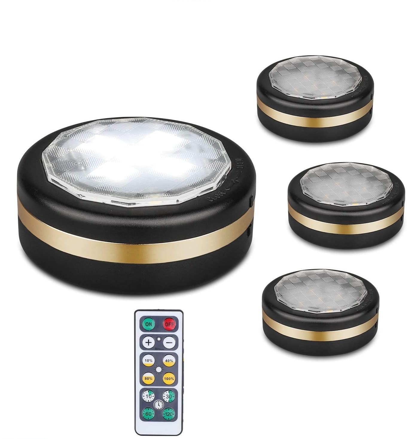 Battery Operated LED Puck Steps Stick up Lights Indoor Under Counter Cabinet Light with Remote Control