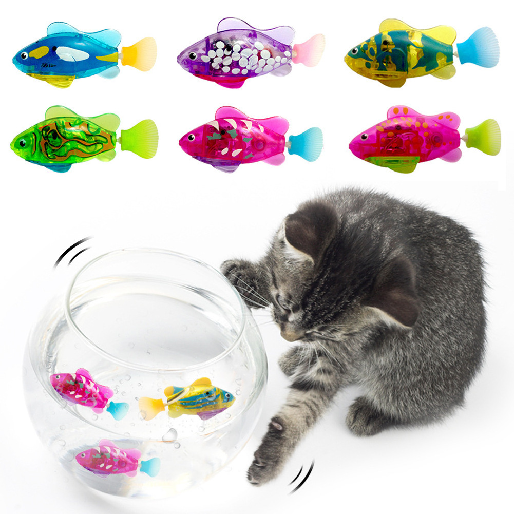 CWJ13 Interactive Swimming Robot Fish Toy For  LED Light Cat Dog Toy Battery Powered Swim Robot fish