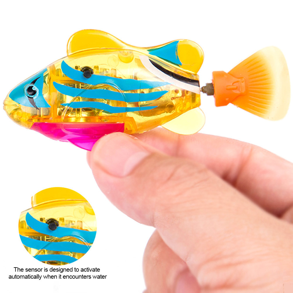 CWJ13 Interactive Swimming Robot Fish Toy For  LED Light Cat Dog Toy Battery Powered Swim Robot fish