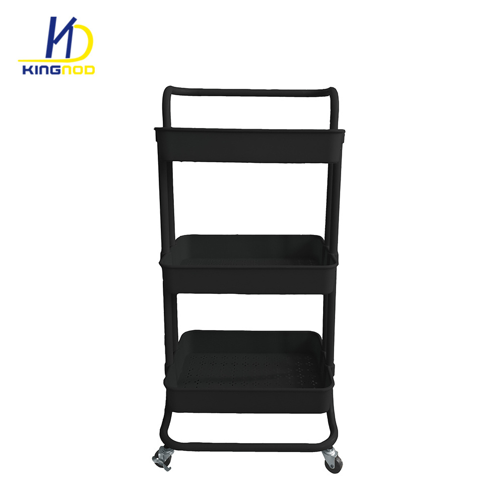 3 Tier Storage Cart Rolling Utility Cart Bathroom Organizer with Handle