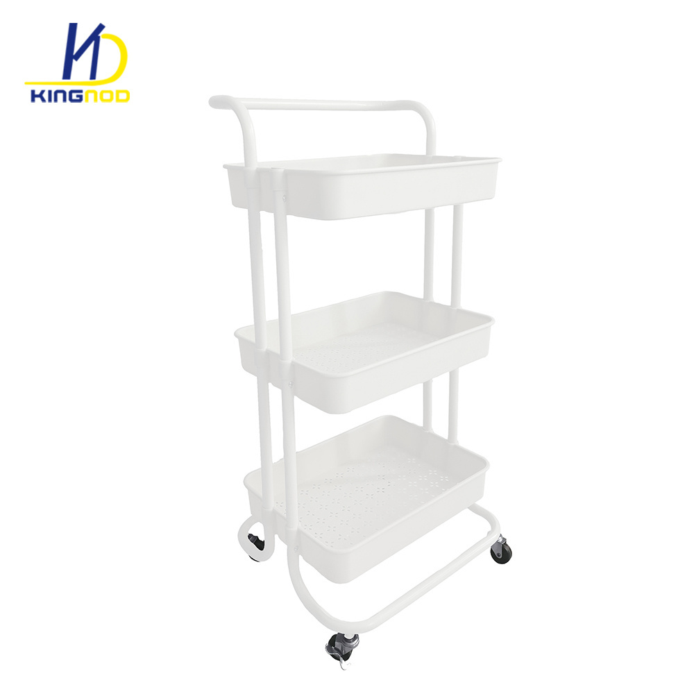 3 Tier Storage Cart Rolling Utility Cart Bathroom Organizer with Handle