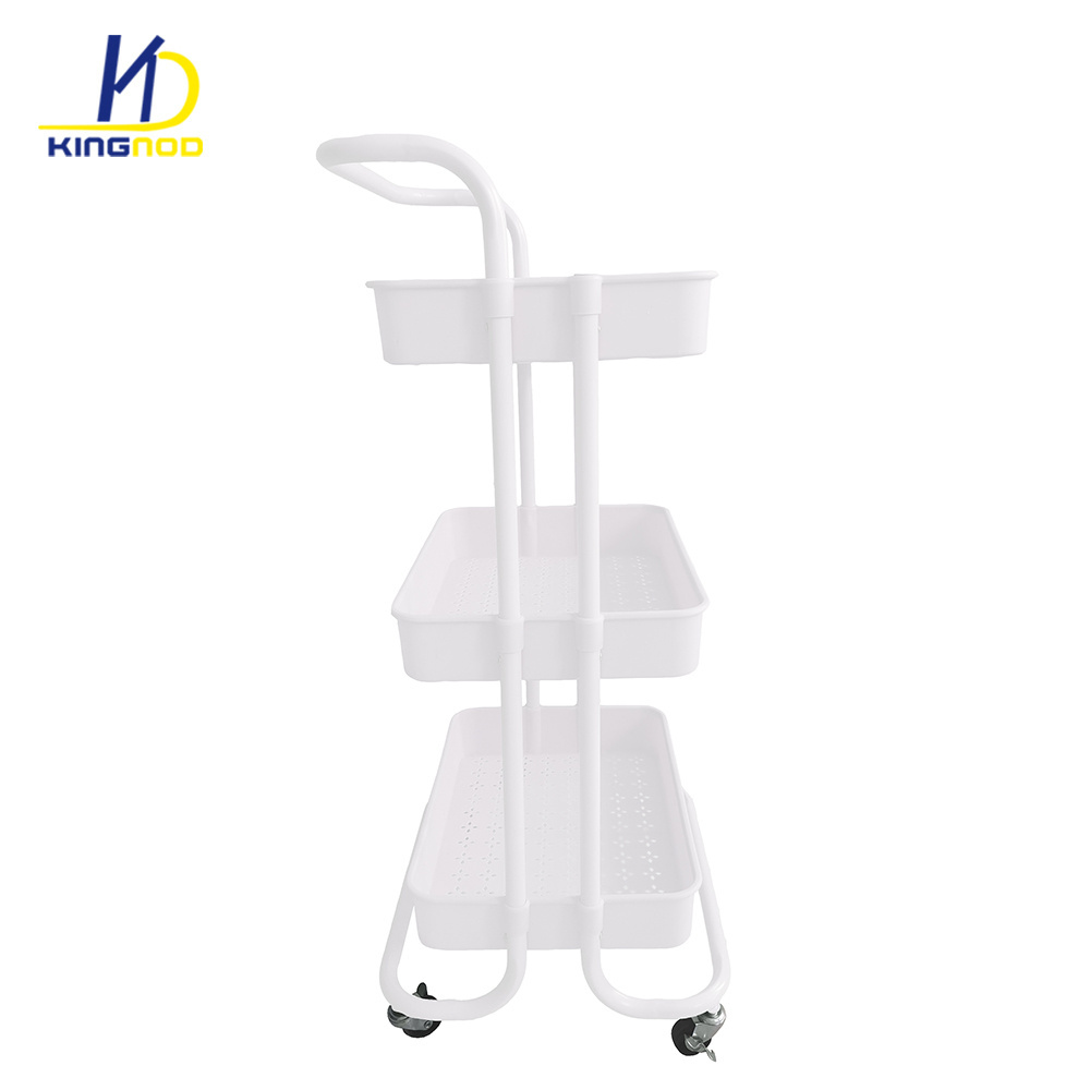 3 Tier Multifunctional Rolling Cart Storage Shelves for Kitchen Living Room Office